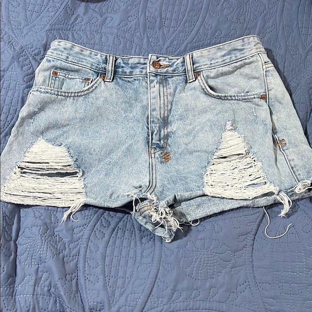 Ksubi high rise Distressed Denim Shorts